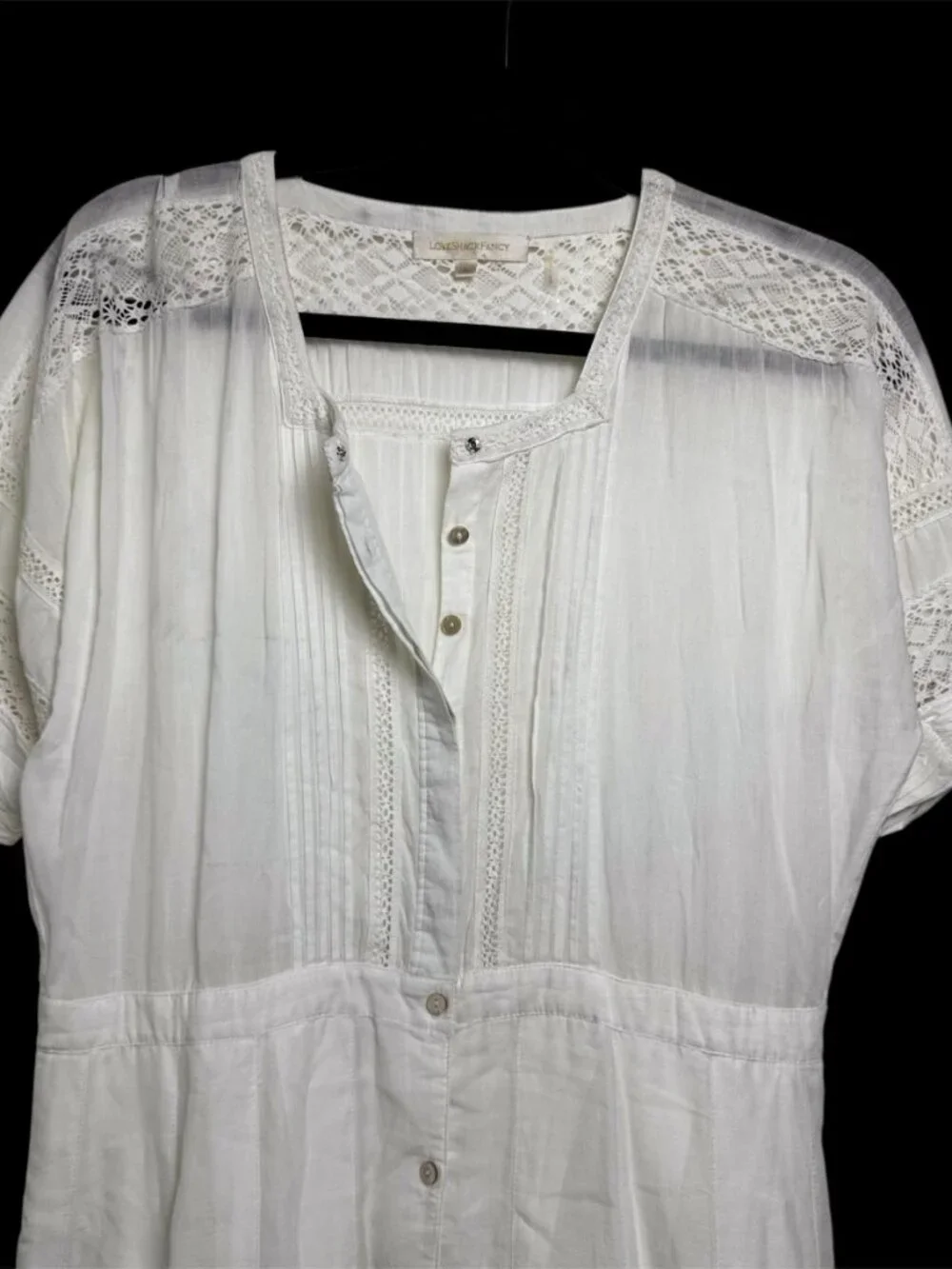 LoveShackFancy Edie voile lace trim white large cotton cottagecore midi dress - Picture 5 of 10